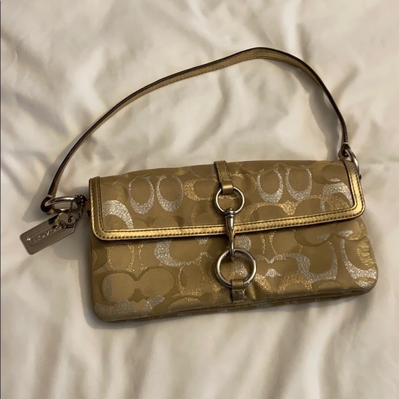Coach gold lurex evening clutch - Picture 1 of 5